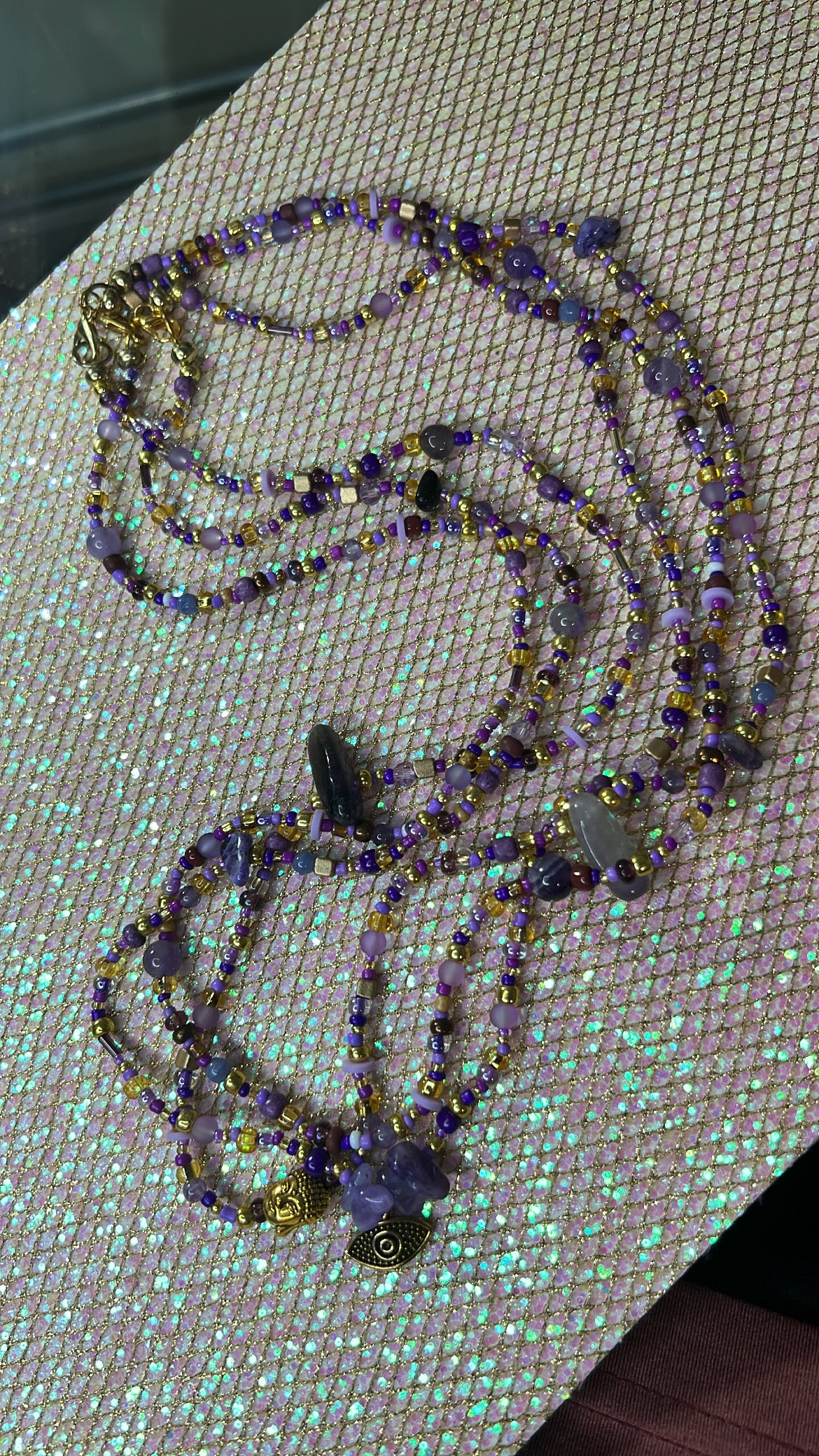 AMETHYST Waist-bead Set of 3 (WITH LOBSTER CLASPS)