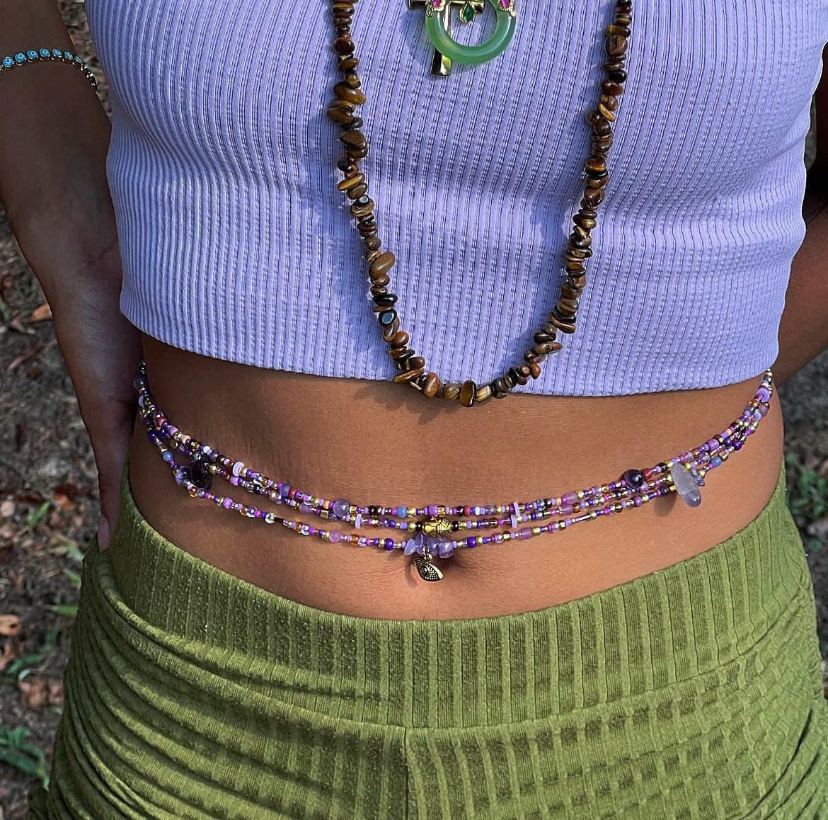 AMETHYST Waist-bead Set of 3 (WITH LOBSTER CLASPS)