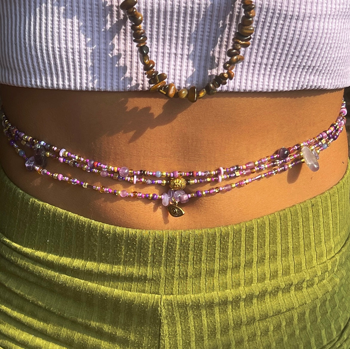 AMETHYST Waist-bead Set of 3 (WITH LOBSTER CLASPS)